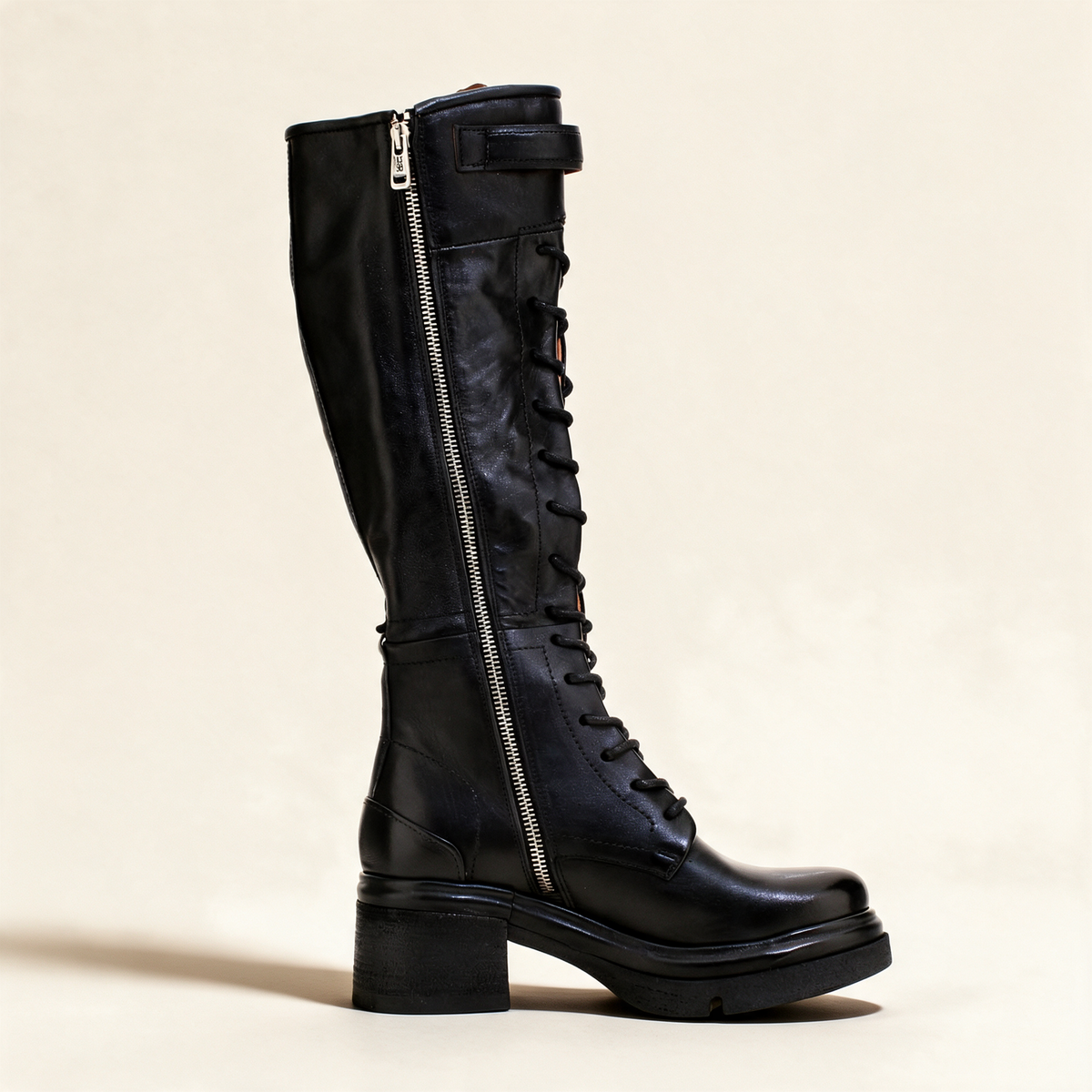 A.S.98 EDISON Black boots, inner side with zipper 