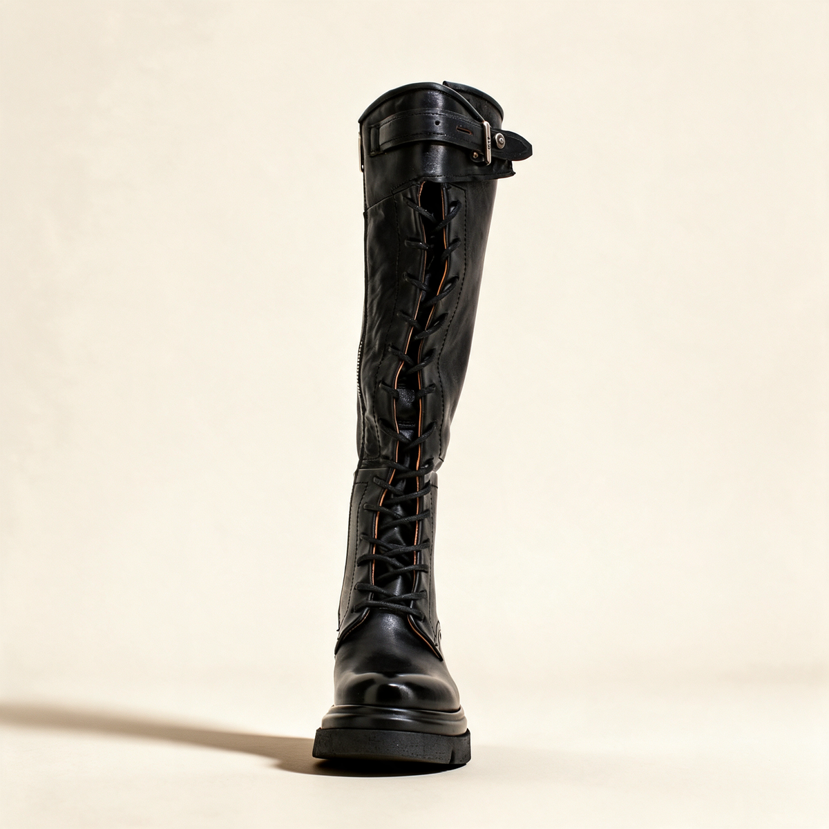 A.S.98 EDISON Black boots, front view 