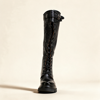 A.S.98 EDISON Black boots, front view 