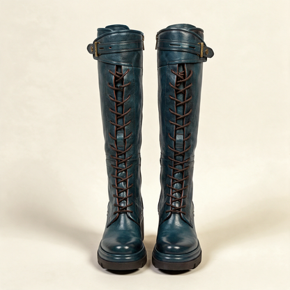 A.S.98 EDISON Teal boots, front view 