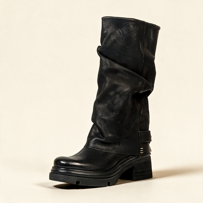 A.S.98 SERENA Black tall boots, single three-quarter view 