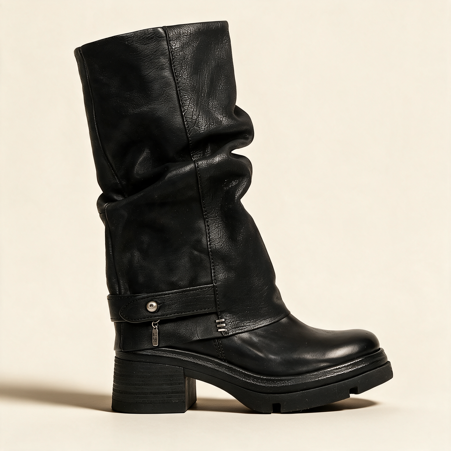 A.S.98 SERENA Black tall boots, outer side profile 