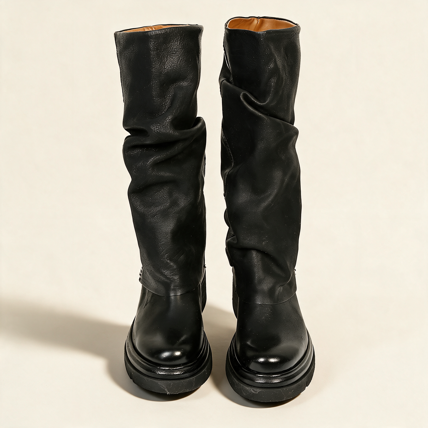 A.S.98 SERENA Black tall boots, front view 