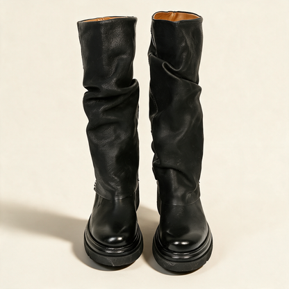 A.S.98 SERENA Black tall boots, front view 