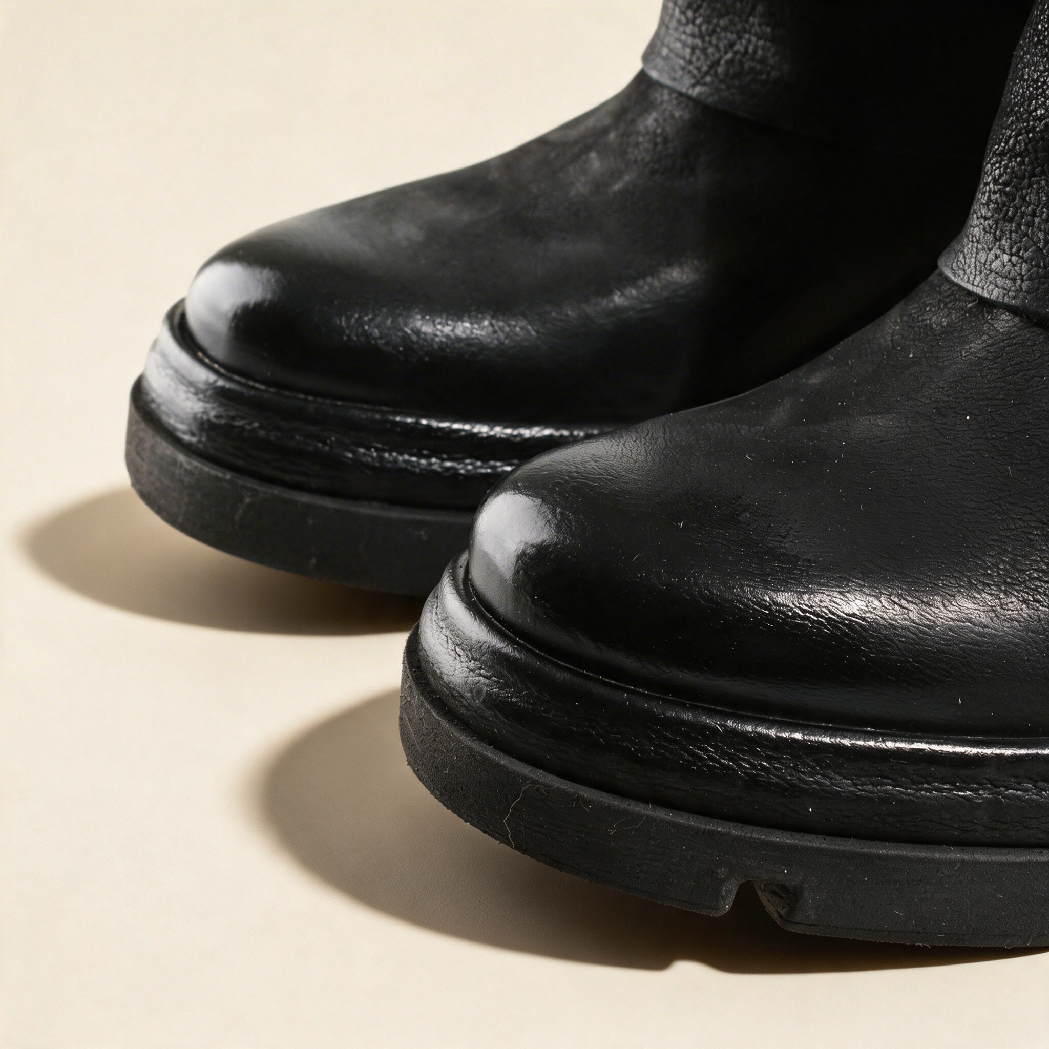 A.S.98 SERENA Black tall boots, hardware and construction detail 