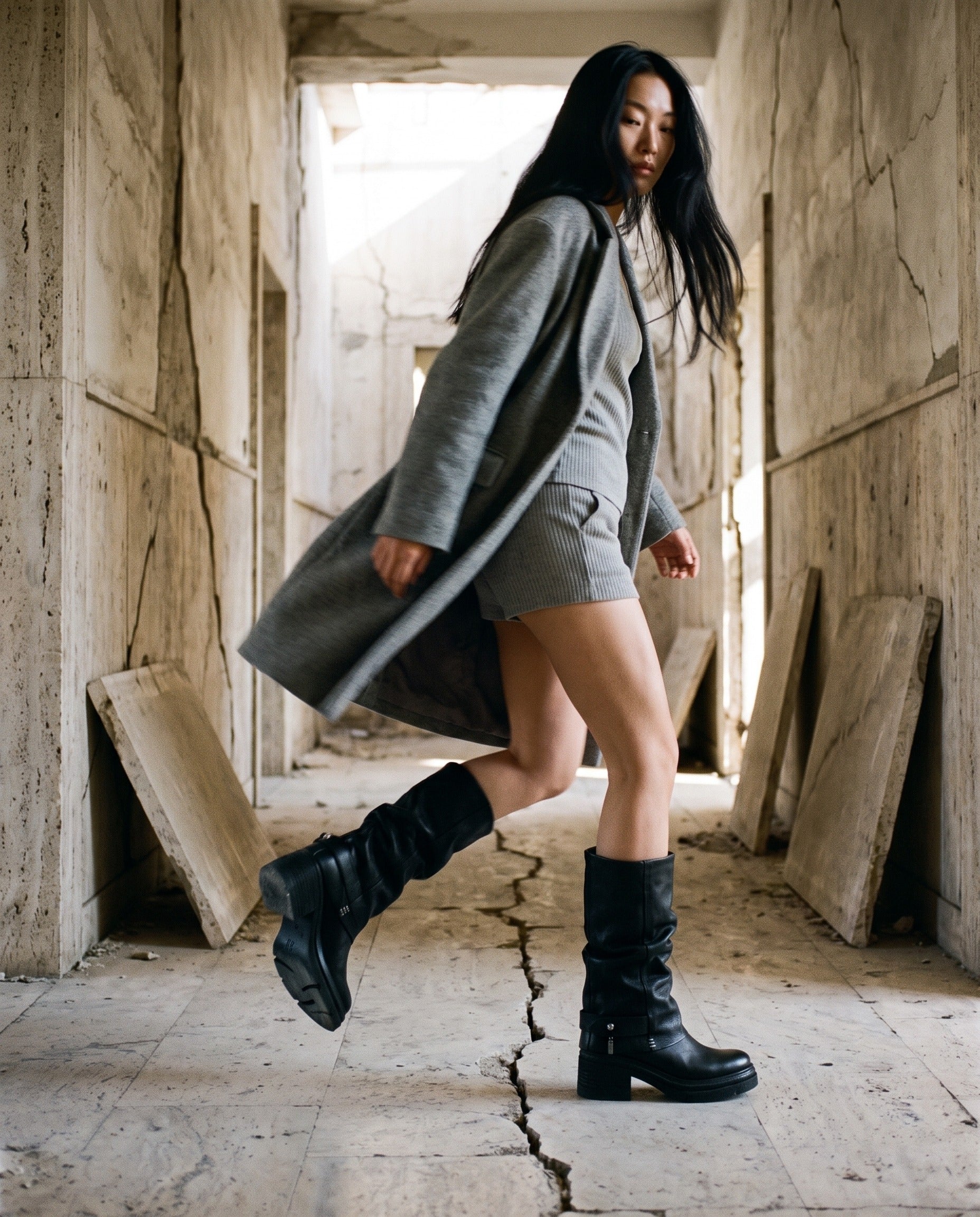 A.S.98 SERENA tall Italian leather slouch boot, FW26 campaign