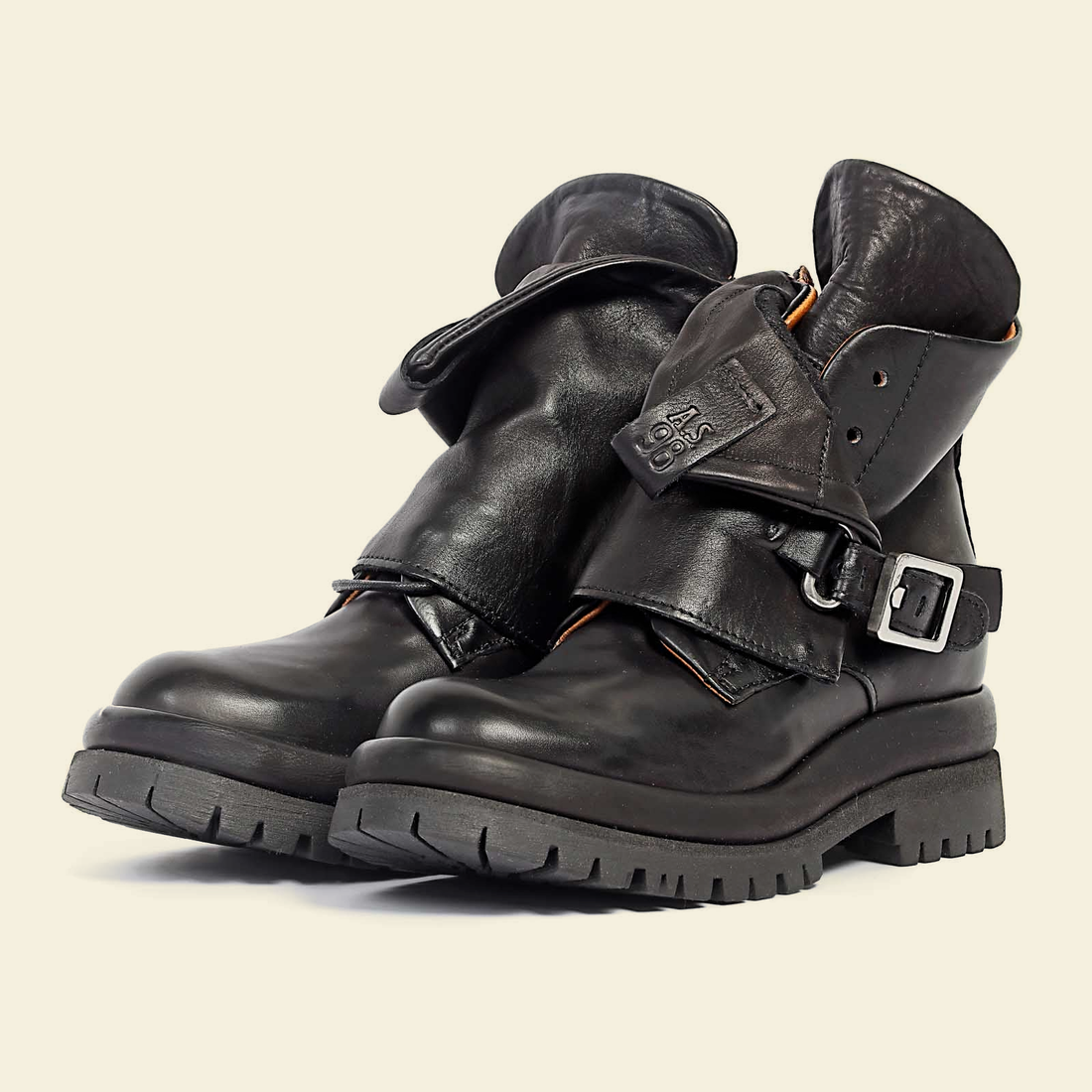 A.S.98 DRAKIE Black Italian leather ankle boots, pair three-quarter view 