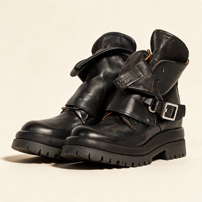 A.S.98 DRAKIE Black Italian leather ankle boots, pair three-quarter view 