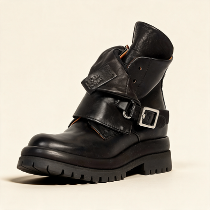 A.S.98 DRAKIE Black leather ankle boot, three-quarter view 