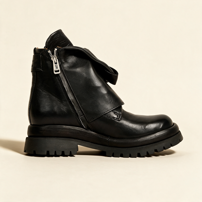 A.S.98 DRAKIE Black leather ankle boot, outer side profile 