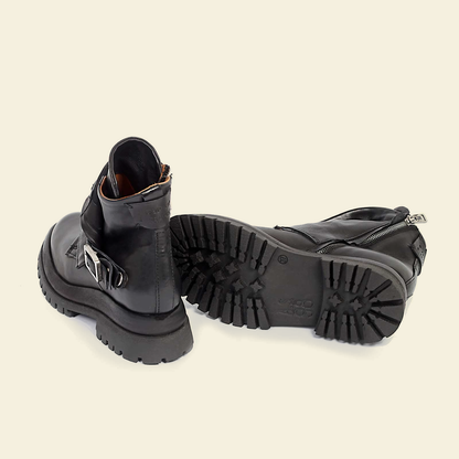 A.S.98 DRAKIE Black ankle boot, rear and lug sole view 