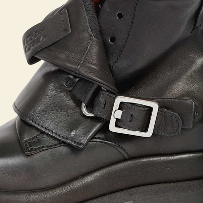 A.S.98 DRAKIE Black ankle boot, buckle strap detail 
