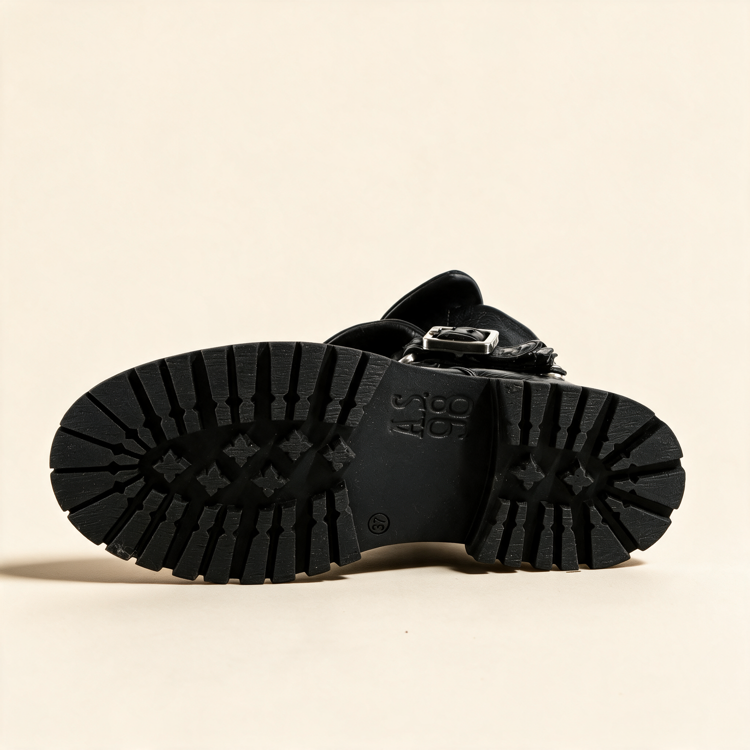 A.S.98 DRAKIE Black ankle boot, rugged lug outsole 