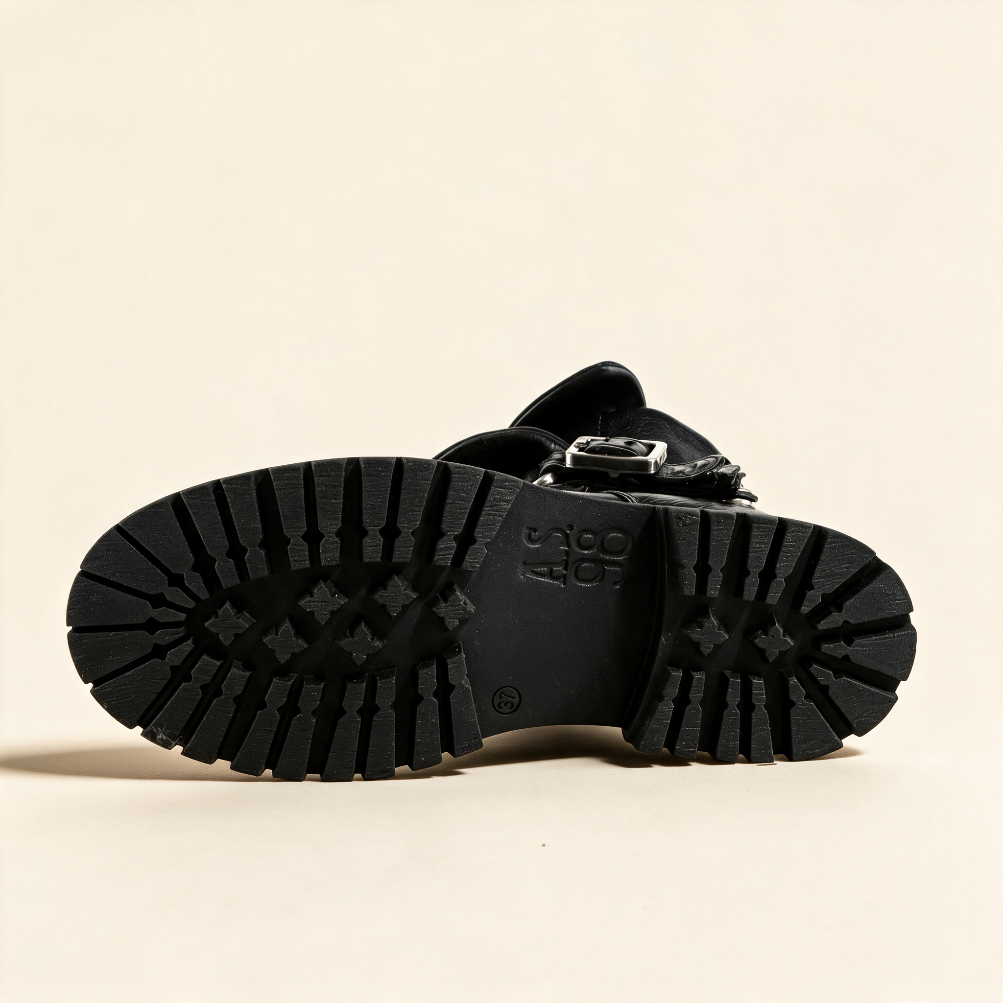 A.S.98 DRAKIE Black ankle boot, rugged lug outsole 
