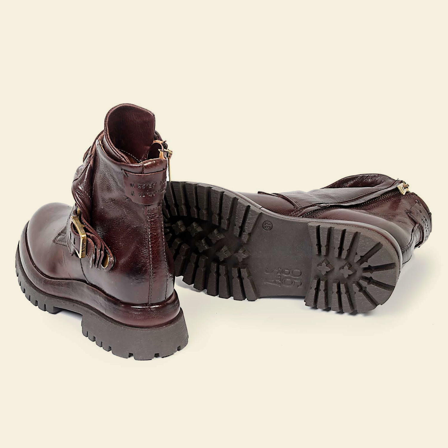 A.S.98 DRAKIE Ebony ankle boot, rear and lug sole view 