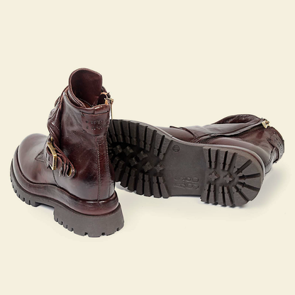 A.S.98 DRAKIE Ebony ankle boot, rear and lug sole view 