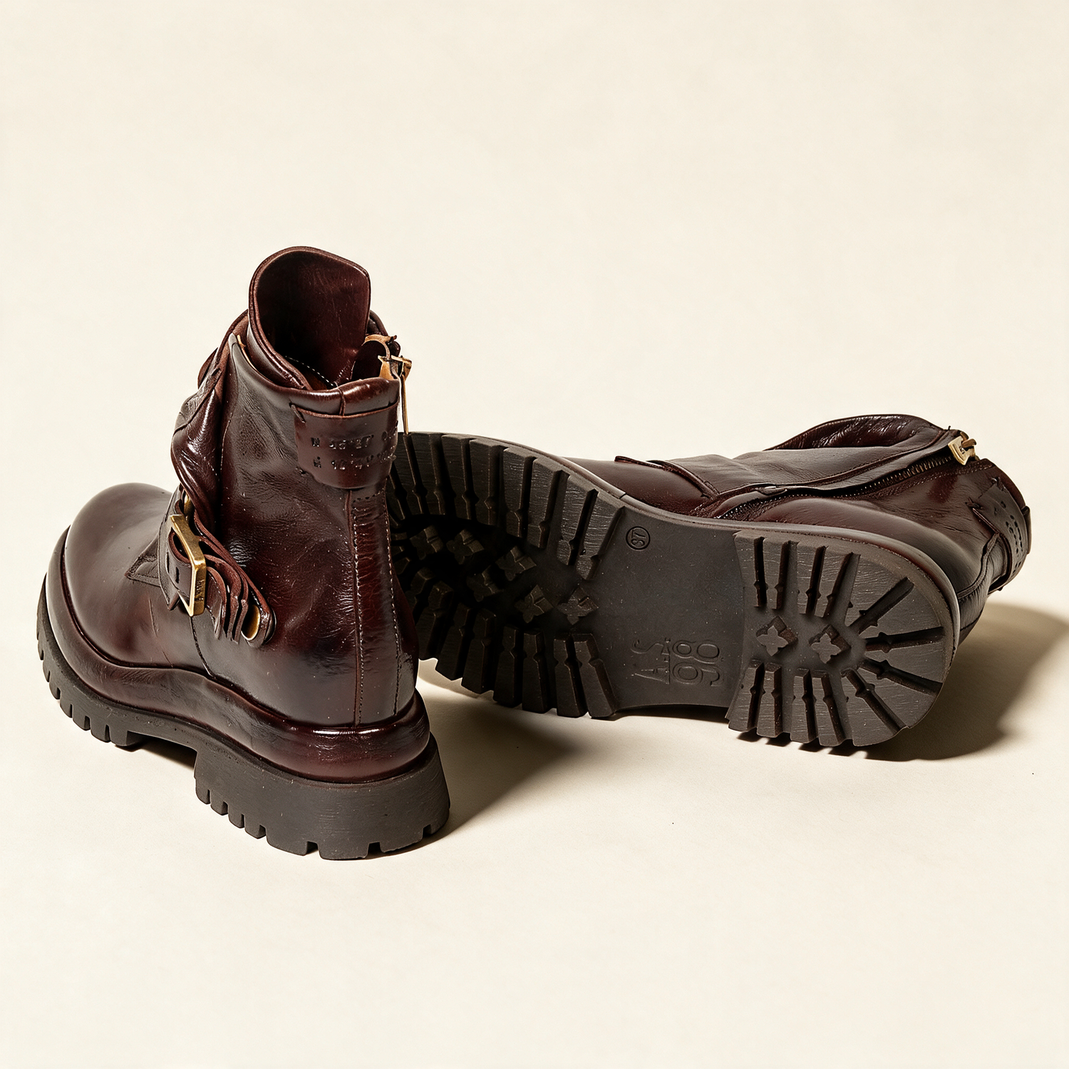 A.S.98 DRAKIE Ebony ankle boot, rear and lug sole view 