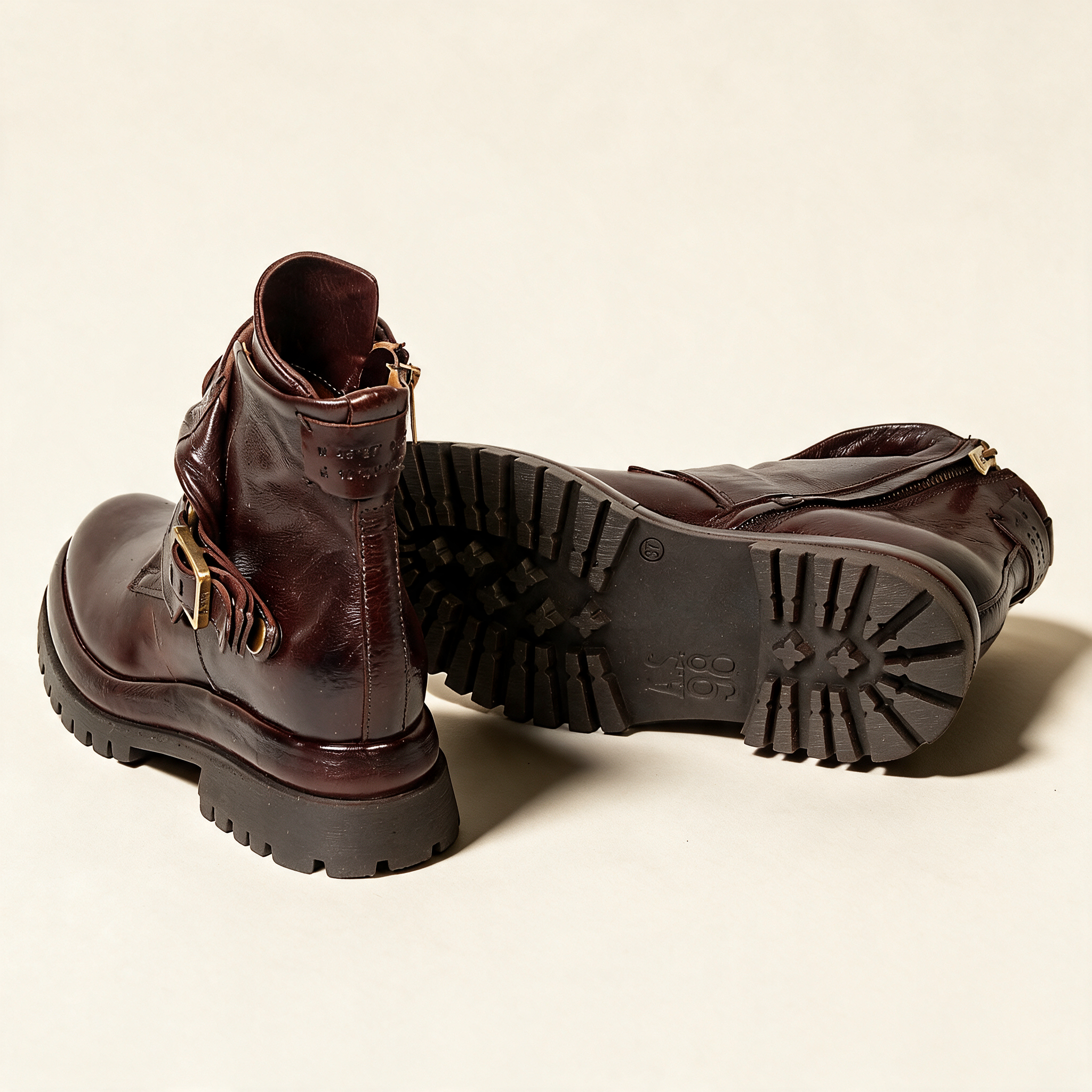 A.S.98 DRAKIE Ebony ankle boot, rear and lug sole view 