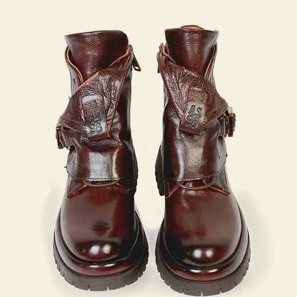 A.S.98 DRAKIE Ebony leather ankle boots, front pair view 