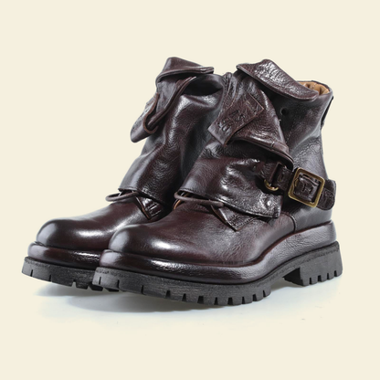 A.S.98 DRAKIE Ebony leather ankle boots, angled pair view 