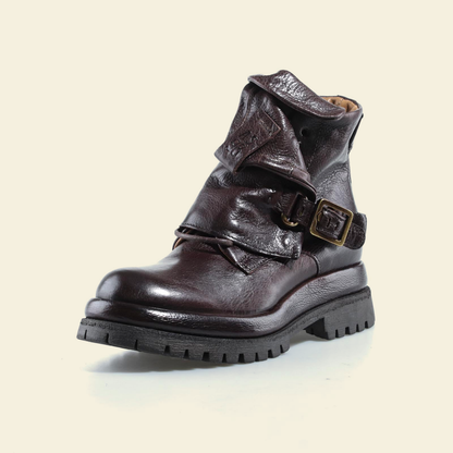 A.S.98 DRAKIE Ebony ankle boot, layered strap silhouette 