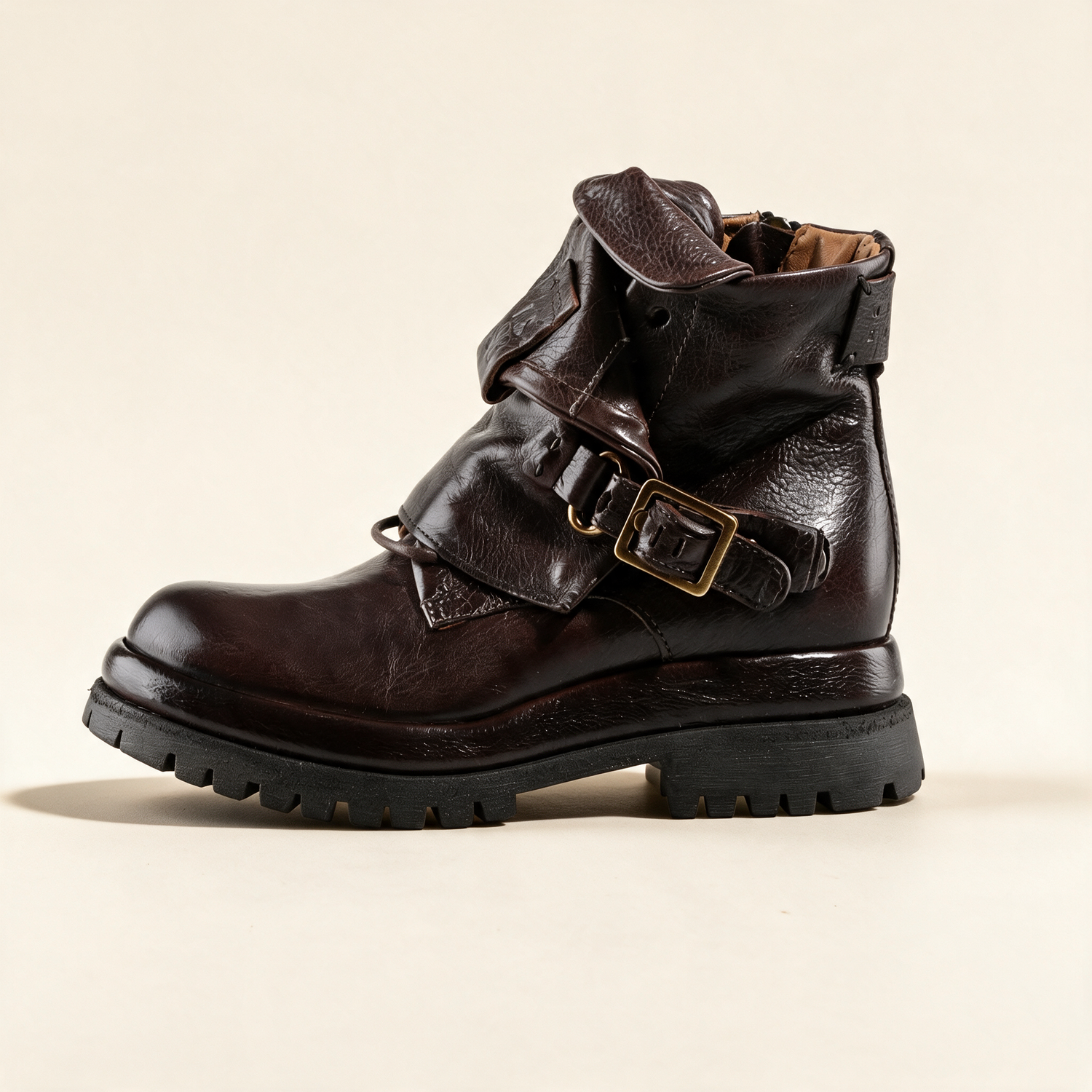 A.S.98 DRAKIE Ebony leather ankle boot, side profile 