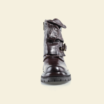 A.S.98 DRAKIE Ebony leather ankle boot, front view 