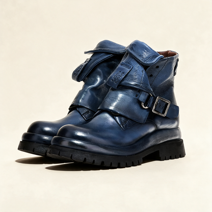 A.S.98 DRAKIE Blue boots, pair three-quarter view 