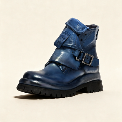 A.S.98 DRAKIE Blue boots, single three-quarter view 