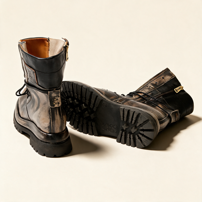 A.S.98 DELPHI Charcoal combat boots, alternate side view 