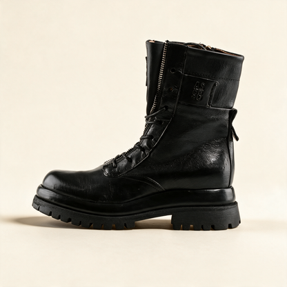 A.S.98 DELPHI Black combat boots, outer side profile 