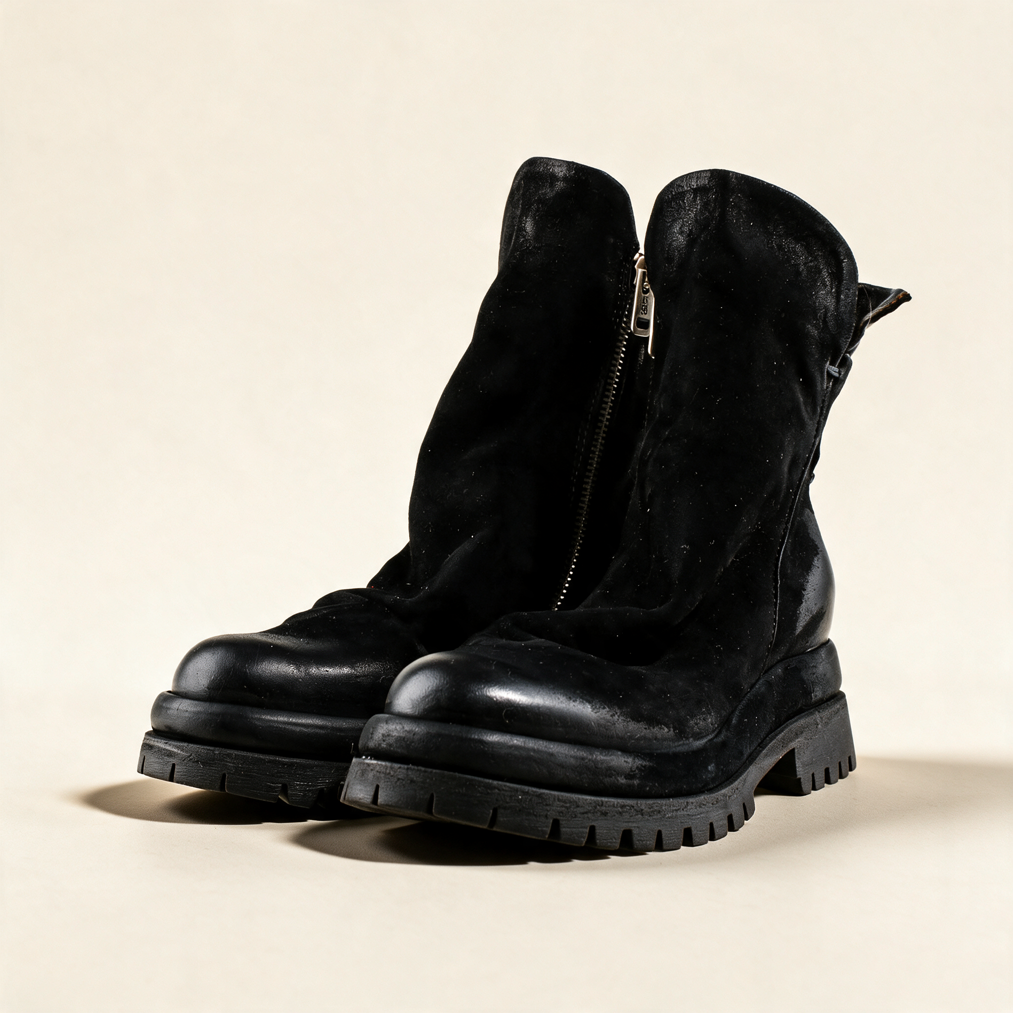 A.S.98 DEIRDRE Black ankle boots, pair three-quarter view 