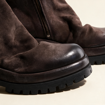 A.S.98 DEIRDRE Ebony ankle boots, heel and sole detail 