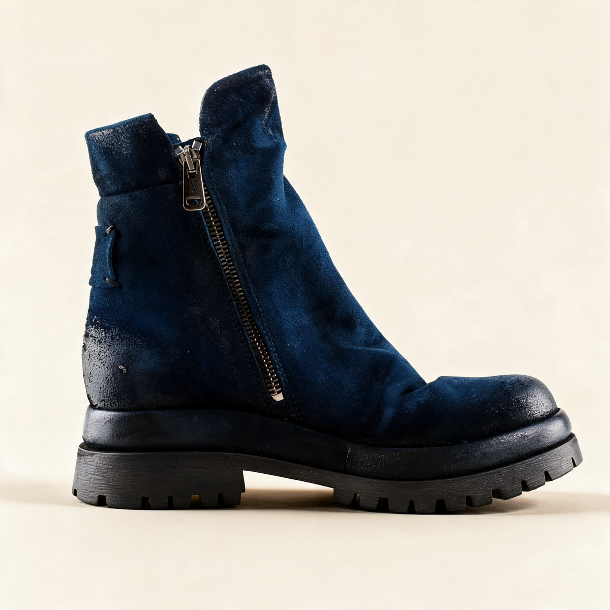 A.S.98 DEIRDRE Blue ankle boots, inner side with zipper 