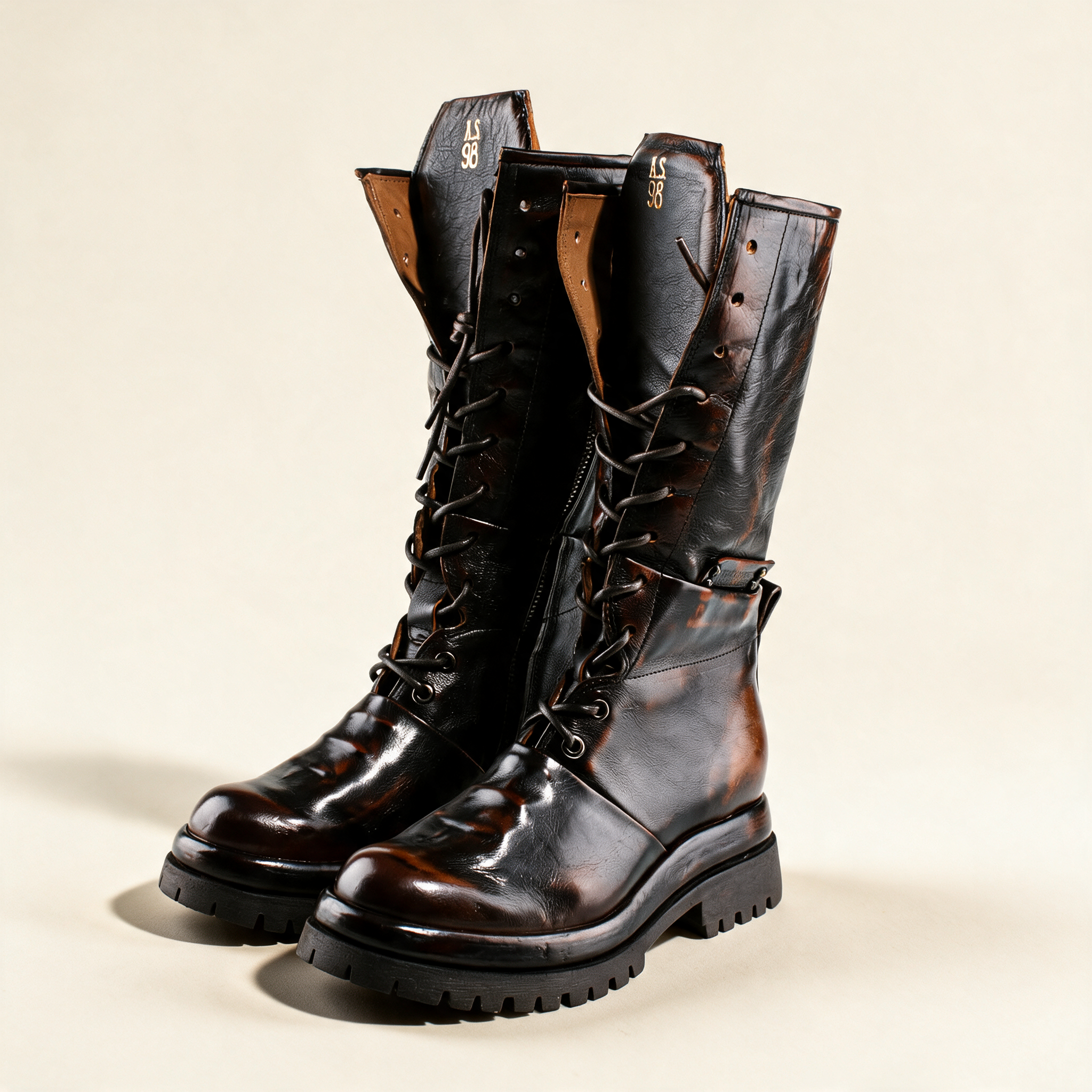 A.S.98 ARDEN Cognac tall boots, rear view 