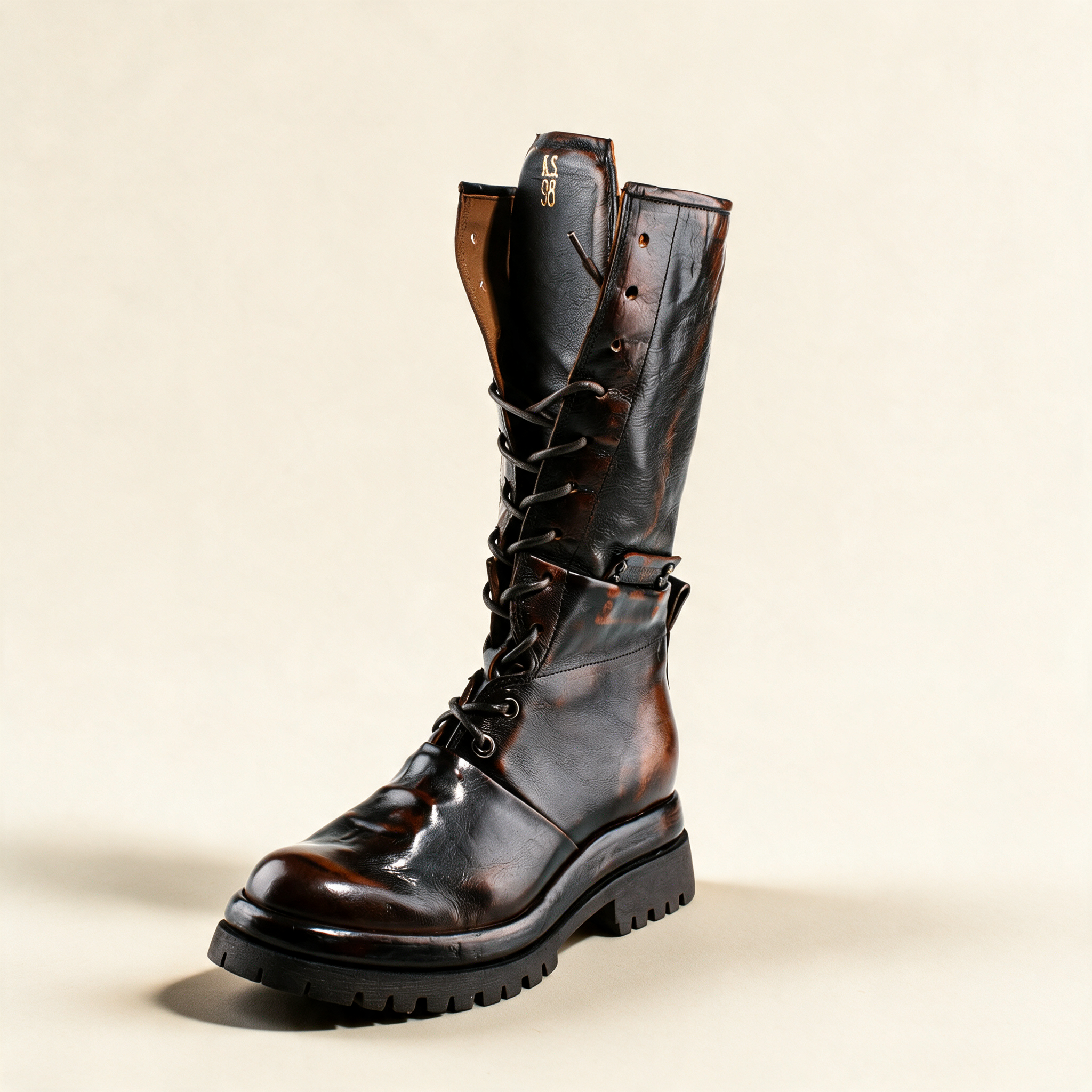A.S.98 ARDEN Cognac tall boots, outsole view 