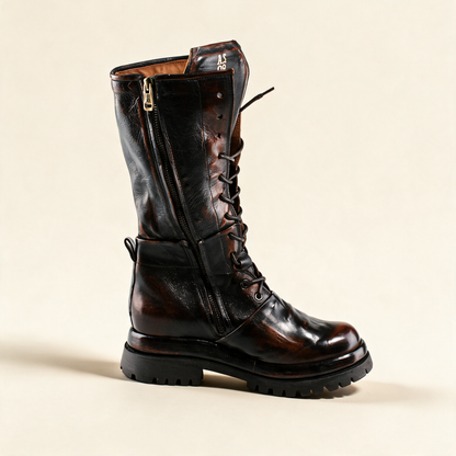 A.S.98 ARDEN Cognac tall boots, heel and sole detail 