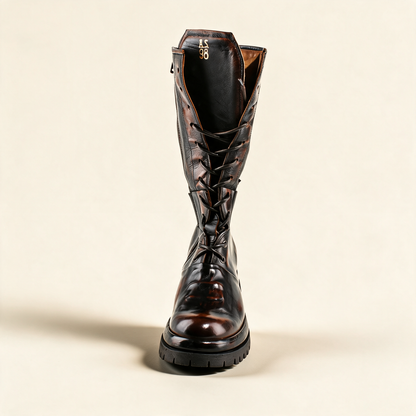 A.S.98 ARDEN Cognac tall boots, toe and profile detail 