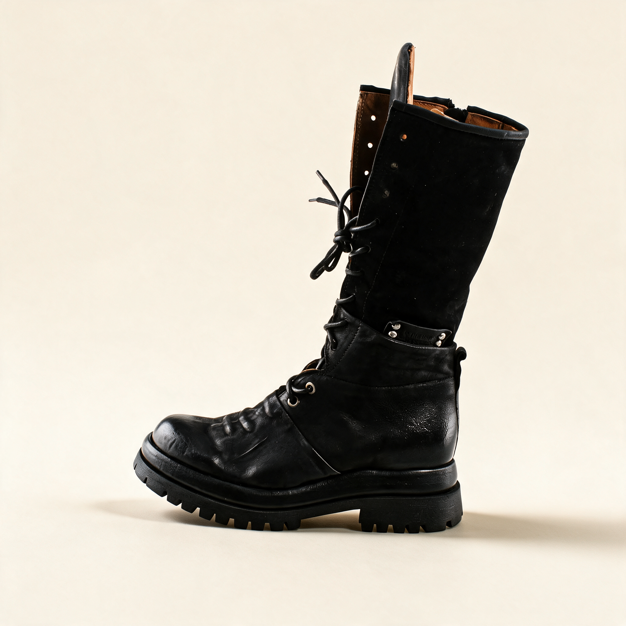 A.S.98 ARDEN Black tall boots, outer side profile 