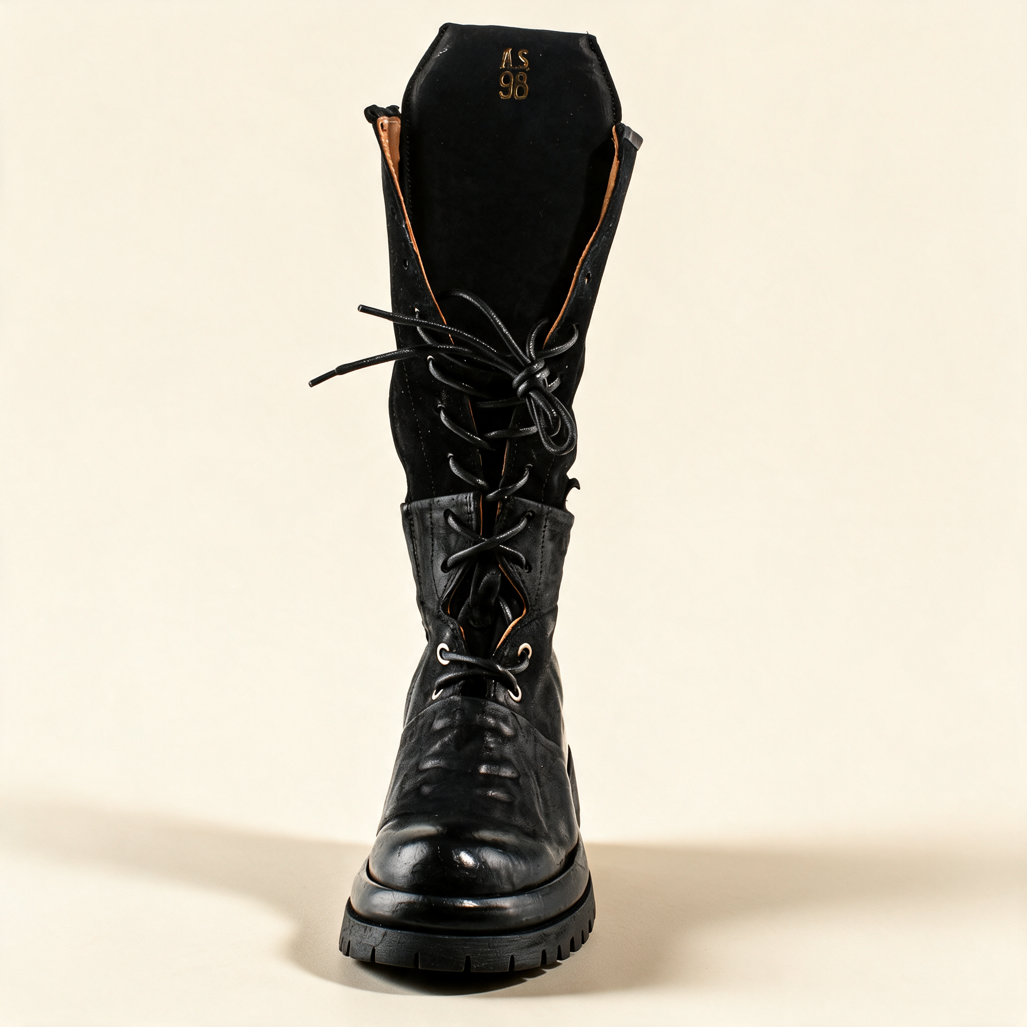 A.S.98 ARDEN Black tall boots, rear view 