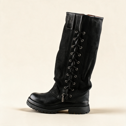 A.S.98 VALORA Black tall boots, outer side profile 