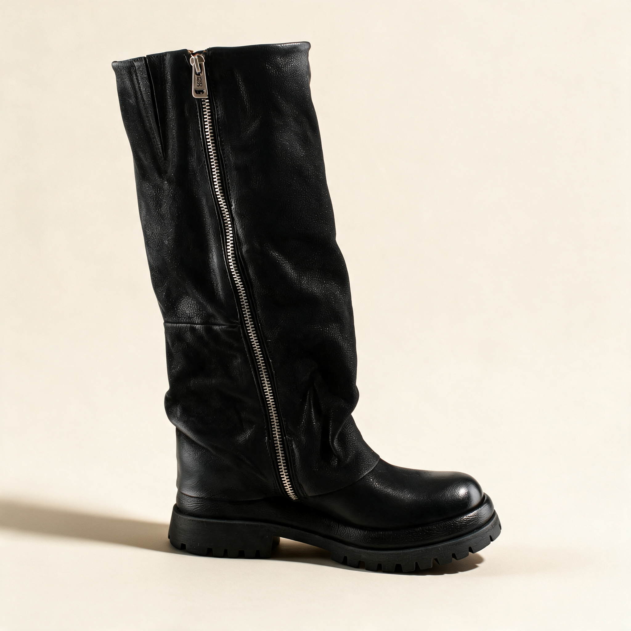 A.S.98 VALORA Black tall boots, front view 