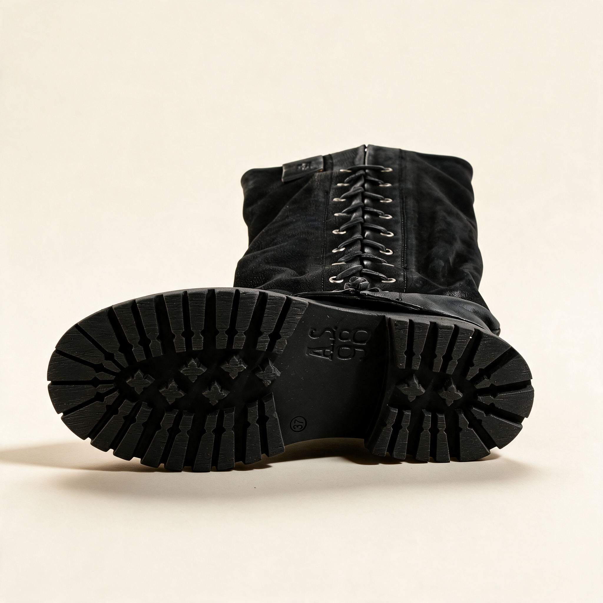 A.S.98 VALORA Black tall boots, outsole view 