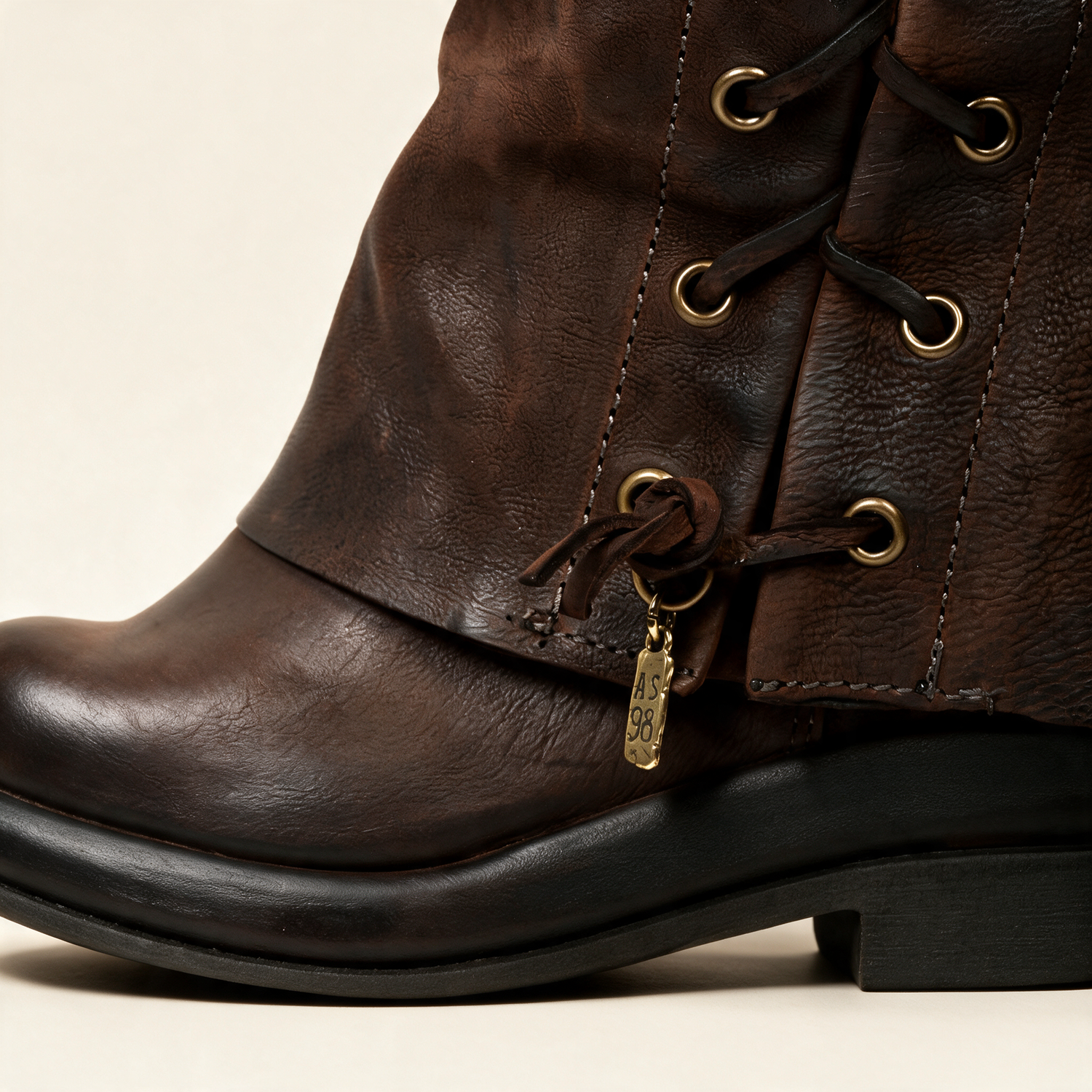 A.S.98 VALORA Ebony tall boots, front view 