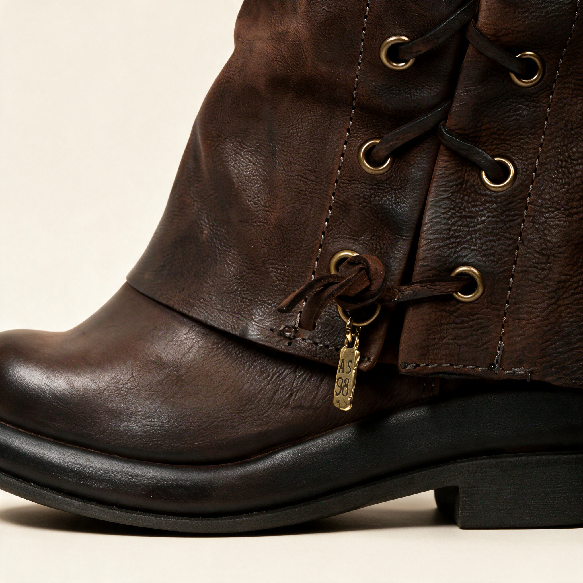 A.S.98 VALORA Ebony tall boots, front view 