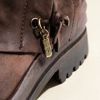 A.S.98 VALORA Ebony tall boots, leather and finishing detail 