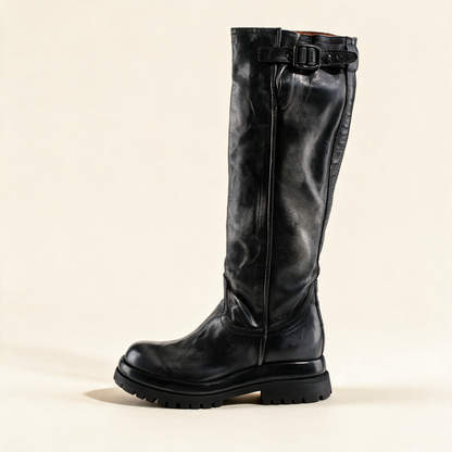 A.S.98 ECLIPSE Charcoal knee-high boots, outer side profile 