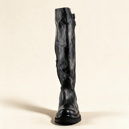 A.S.98 ECLIPSE Charcoal knee-high boots, rear view 