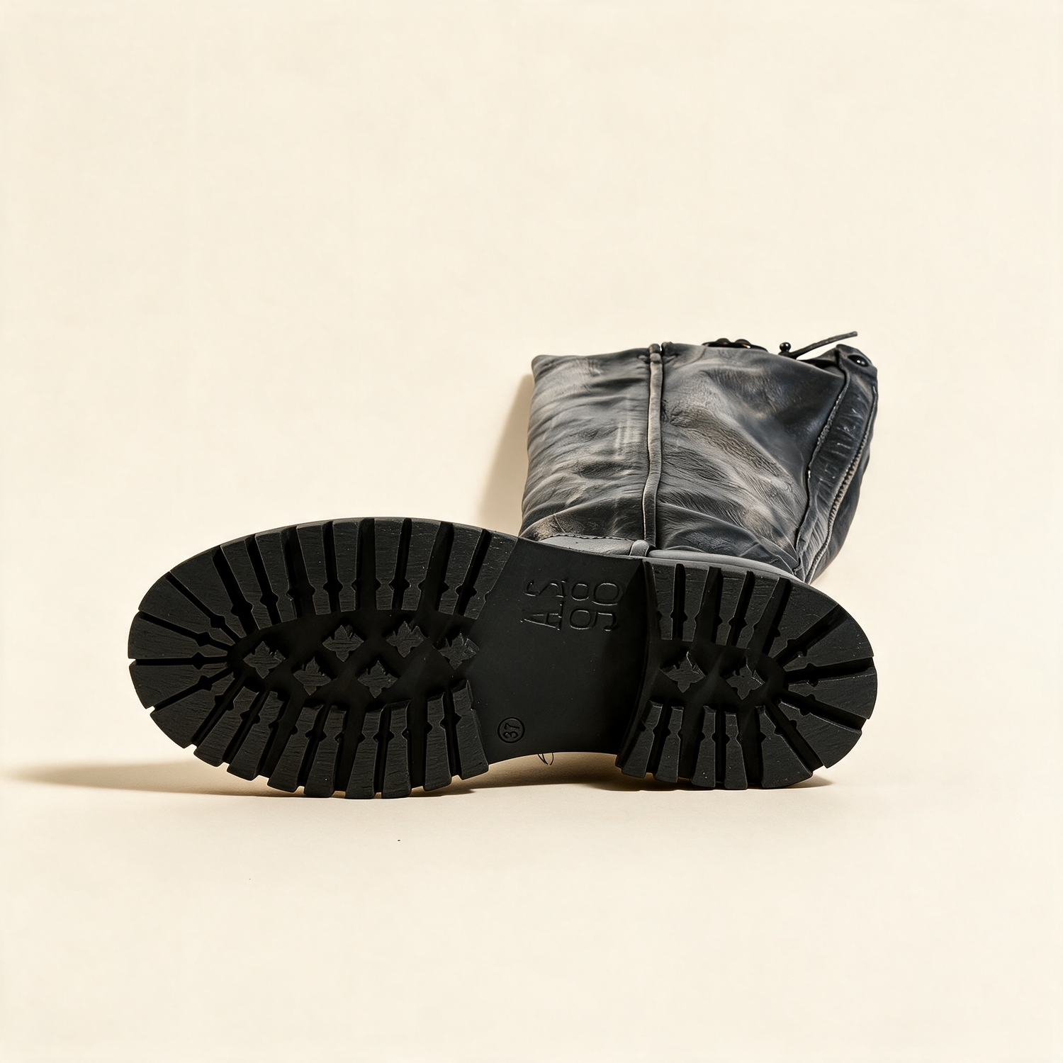 A.S.98 ECLIPSE Charcoal knee-high boots, outsole view 