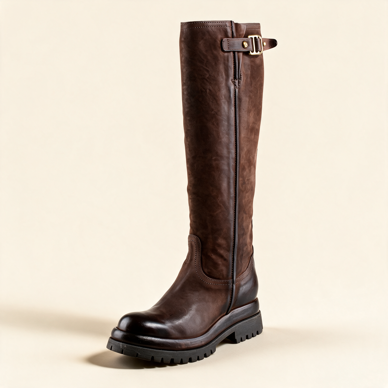 A.S.98 ECLIPSE Ebony knee-high boots, single three-quarter view 